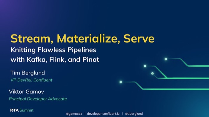 Stream, Materialize, Serve – Knitting Flawless Pipelines with Kafka, Flink, and Pinot
